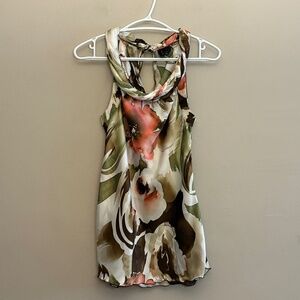 New Directions Abstract Floral Halter Style Sleeveless Blouse
